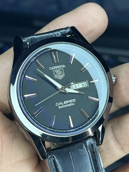 Men’s Wrist Watch Black Leather Strap Round Dail